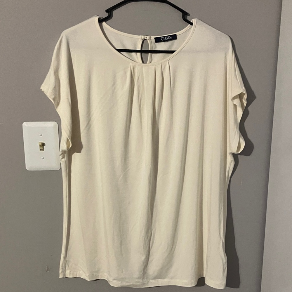 Chaps Women's Soft Cream Short Sleeve Top